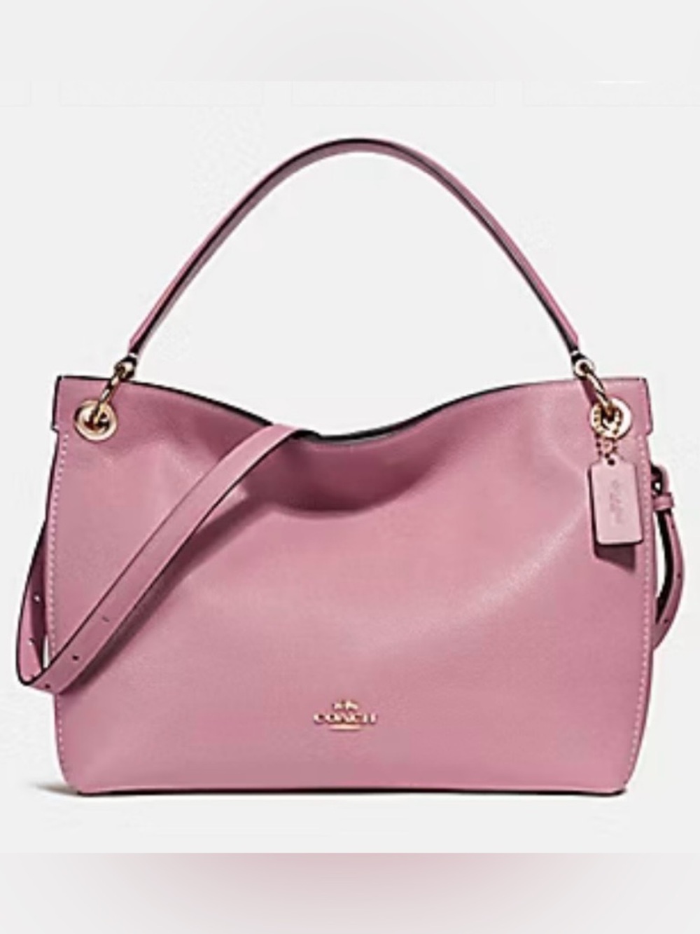 Coach Pebbled Leather Clarkson Hobo Shoulder Bag in Mauve Pink